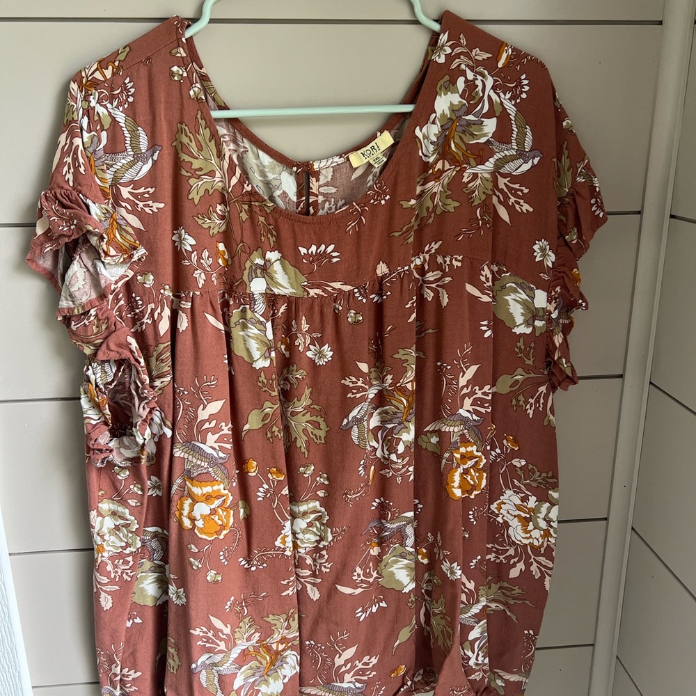 Cute boutique Kori Rust Floral Blouse